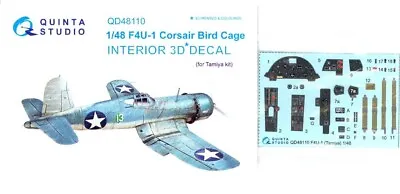 Quinta Studios 1/48 F4U-1 BIRD CAGE CORSAIR DECAL COLORED INTERIOR SET Tamiya • $10.99