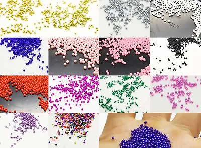 Newest 12g Glass MICRO MARBLES GLASS BEADS No Holes 1.5 Mm- 2mm Nail Art Caviar • $0.99