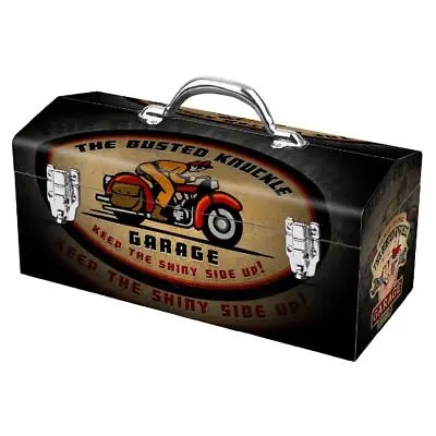 ❤️ BUSTED KNUCKLE GARAGE 16  Steel Toolbox *CHOOSE: Motorcycle Truck Or No Scar • $59.99