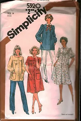 5320 Vintage Simplicity SEWING Pattern Misses 1980s Smocks Two Lengths Art UNCUT • $5.59