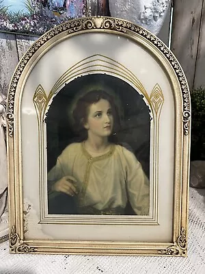 Beautiful VINTAGE Antique  Wood Ornate Frame JESUS CHRIST PRINT PICTURE • $45