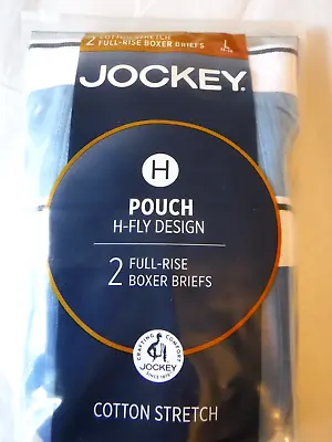 Jockey Mens Pouch 2 Boxer Briefs H Fly Design Blue Mix 1146 Classic Fit L 36-38 • $20.23