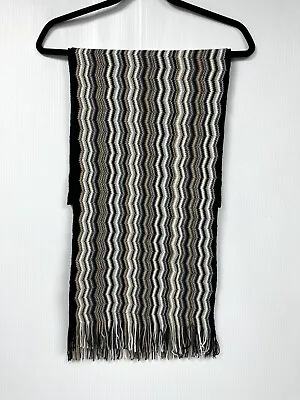 Missoni Italian Knit Zig Zag Scarf Multi-Color Stripes Wool Blend Excellent • $40.50