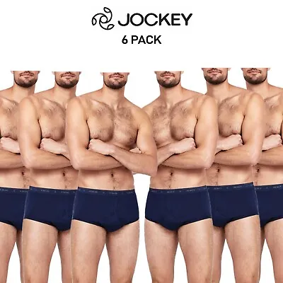 Mens Jockey Classic Y-Front Briefs 6 Pack Navy Cotton Comfort Support M90603 • $79.95