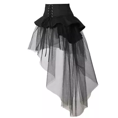 Gothic Tulle Skirts For Women Lady Ruffles Pirate Corset Over Skirt Waist Belt • $49.49