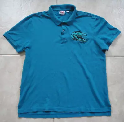 LACOSTE L!VE LIVE Embroidered Big Croc Mouth Logo Polo Shirt Men 6 XL Aqua Blue • $34.95