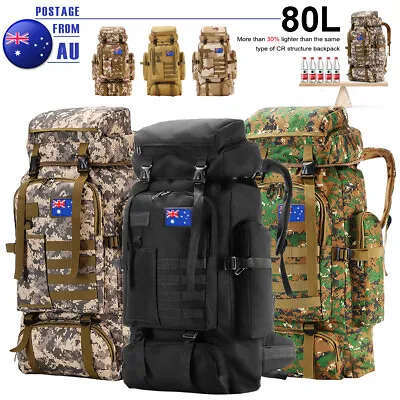 $37.99 • Buy 80L Military Tactical Backpack Hiking Camping Rucksack Outdoor Trekking Army Bag