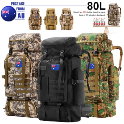 $37.99 • Buy 80L Military Tactical Backpack Hiking Camping Rucksack Outdoor Trekking Army Bag