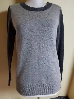 J Crew Double Zipper Pullover Sweater Sz XS 100% Wool Gray Color Block Very EXC • $24.95