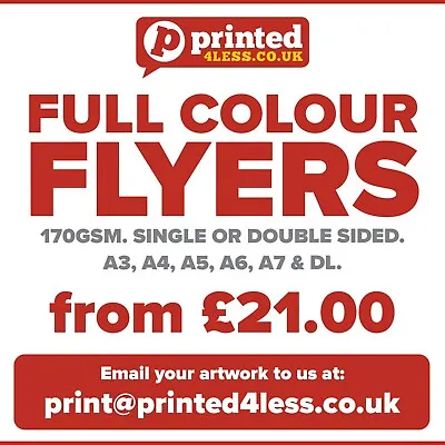 £525 • Buy Flyers Leaflets 170gsm Printed Full Colour Single Double Sided A4 A5 A6 A7 Print