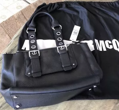 $699 • Buy REDUCED Alexander Mcqueen  $1150,Black Pebble Leather Bag, Eyelets, Many Pockets