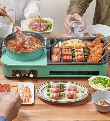 Electric BBQ Grill Hot Pot Oven Pan 3 In1 Smokeless Non-stick Barbecue Grill  • $92