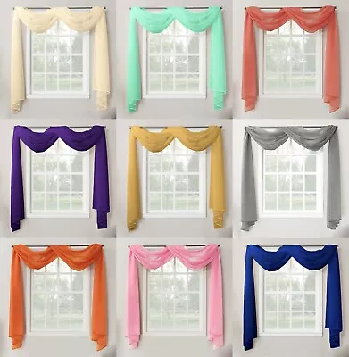 1 Piece Sheer Voile Window Home Decor Fully Hemmed Scarf Valance Swag Topper • $10.97