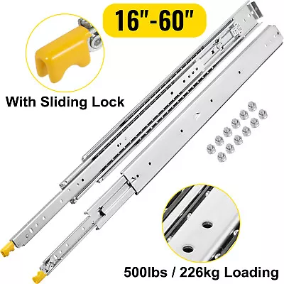 20-60'' Pair Heavy Duty Drawer Runners Full Extension Ball Bearing Slide W/ Lock • £93.59