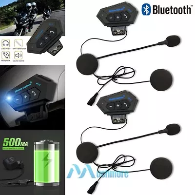 2Pack Rechargeable Motorcycle Bluetooth Helmet Intercom FM Radio Headset 4.1+EDR • $54.99