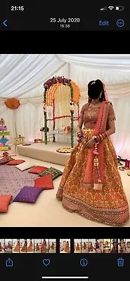 Yellow Mehndi Lengha Designer Pakistani Indian Bridal  • £100