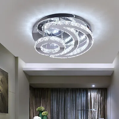NEW Modern Crystal Led Chandelier Moon Shaped Contemporary Ceiling Pendant Light • $57