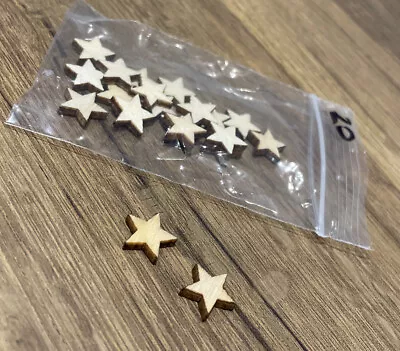 20 Small Wooden Stars 11mm Laser Cut Wooden Shapes DIY Craft • £0.99