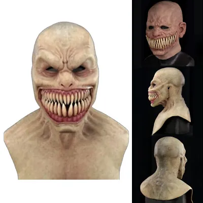 Scary Halloween Mask Latex Headgear Demon Skeleton Horror Props Full Head Skull • $24.55