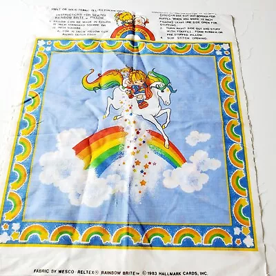 Vintage Wesco-Reltex 1983 Hallmark Rainbow Brite Pillow Cotton Fabric Panel 17  • $24.95