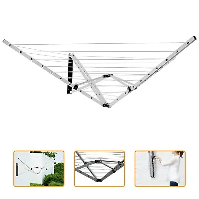 Wall Mounted 5 Arm 26m Clothes Airer Folding Concertina Cloth Dryer Washing Line • £18.85