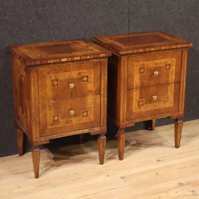 Pair Of Inlaid Night Stands Furniture Bedside Tables Antique Louis XVI Style • $3950
