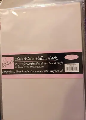Anita's Plain White Vellum Pack. 10 Sheets 120GSM (B) • £2.99