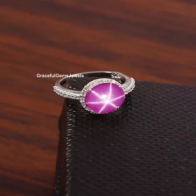 Pink Star Ruby Ring Silver 925 Ring Lindy Star Ruby Vintage Engagement Art Deco • $34