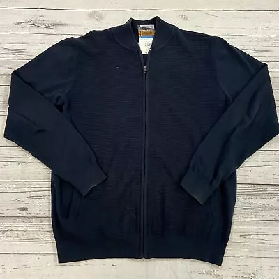 Clipper Navy Zip Up Cardigan Sweater Men Size Large • $14.50