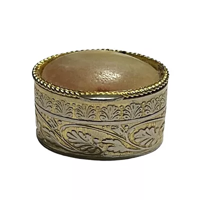 Vintage Gold Micro Pill Box Snuff Box Inlay W/Lining Hinged 2.8cm Trinket Box • $50.61