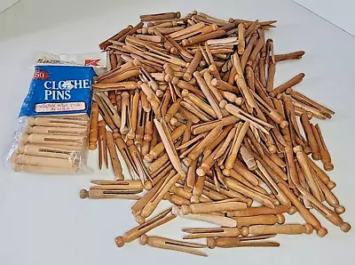 Wooden Clothespin  Round Head Vintage And New Lot Of 260 • $42.49