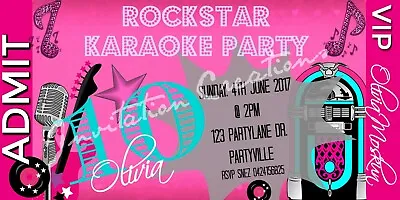 £6.89 • Buy DIY Print Custom BOYS GIRLS DISCO ROCK STAR KARAOKE BIRTHDAY Party Invitations