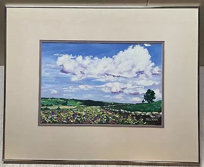 Vintage JAN SELMAN Spring Wild Flowers Clouds CAPE COD Landscape Painting • $517.50