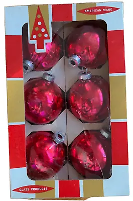 Vtg Ruby Red Coby GLASS CHRISTMAS BALL LOT Shiny Retro 6 Mcm Tree Brite Silver • $49.99