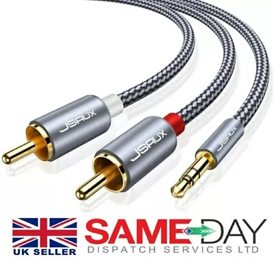 JSAUX RCA To 3.5mm Cable Phono Mini Jack Stereo Lead Gold-plated Red And White  • £7.99