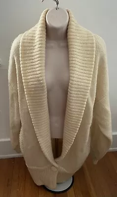 I.B. DIFFUSION Women's Wool Mohair Blend VTG Wrap Cardigan Sweater Coat S Ribbed • $43.98