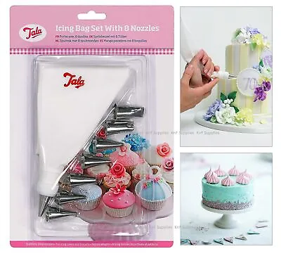 Tala Cake Decorating Equipment 8 Piece Icing Decoration Kit Piping Nozzle Bag • £9.95