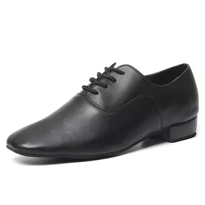 Mens Ballroom Latin Dance Shoes Black Leather Modern Salsa Tango Shoes 2cm Heel • $24.21