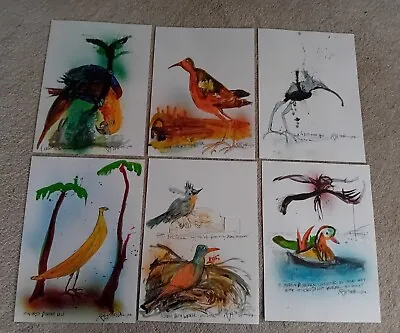 6 X  Bird Prints/Illustrations  Ralph Steadman Extinct Boids (ref2a) • £12.94