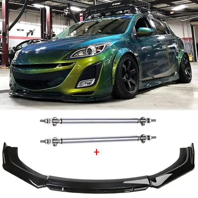 Front Bumper Lip Spoiler Splitter Body Kit + Strut Rods For Mazda Mazdaspeed 3 • $115.11