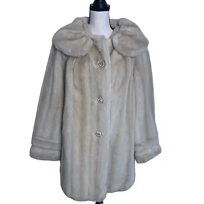 Tissavel Braemoor Womens Coat Size XL France Faux Fur Fully Lined Vintage • $280.79
