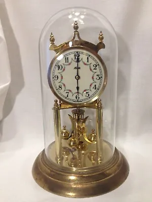 Vintage Kundo Anniversary Clock Key Wind Glass Dome Kieninger & Oberfell • $49