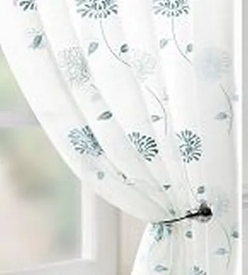 CARNATION FLORAL IVORY VOILE CURTAIN PANELS - Mauve Aqua Cream Green • £20.99