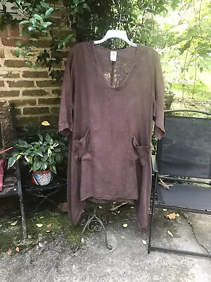 Match Point- VINTAGE BROWN LAGENLOOK LINEN DRESS- Size Large- EUC • $24.99