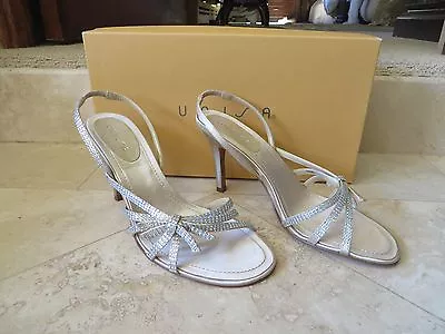 Unisa Champagne Crystal Strappy Evening Shoes Sandals  3.5  Heels 6.5B NIB • £24.32