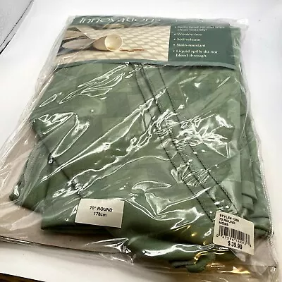 Fabric Tablecloth Moss Green 70  Round Rd Brussels Bardwil Linens Easy Care  • $16