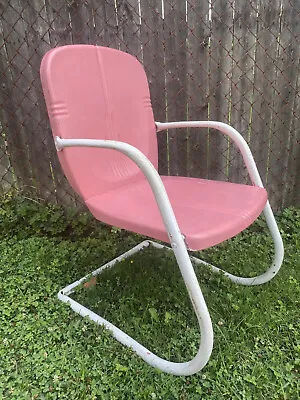 VTG 40-50s Art Deco Modern Steel Metal Patio Lounge Chair Porch Lawn Springing  • $69.95