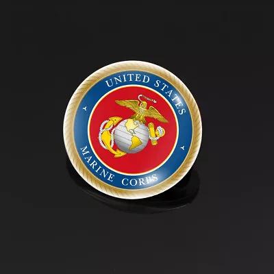 NEW United States Marine Corps Badge Cabochon Glass Brooch Pin Veteran Gifts • $6.49