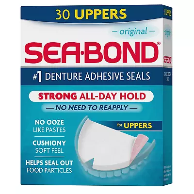 Sea Bond Secure Denture Adhesive Seals Original Uppers 30 Count- Zinc Free • $9.05