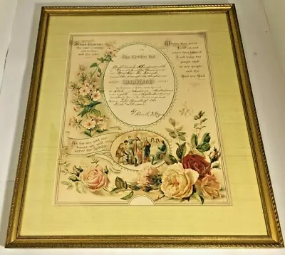 1909 Antique Indiana Framed Marriage Certificate 21x18x1 • $50